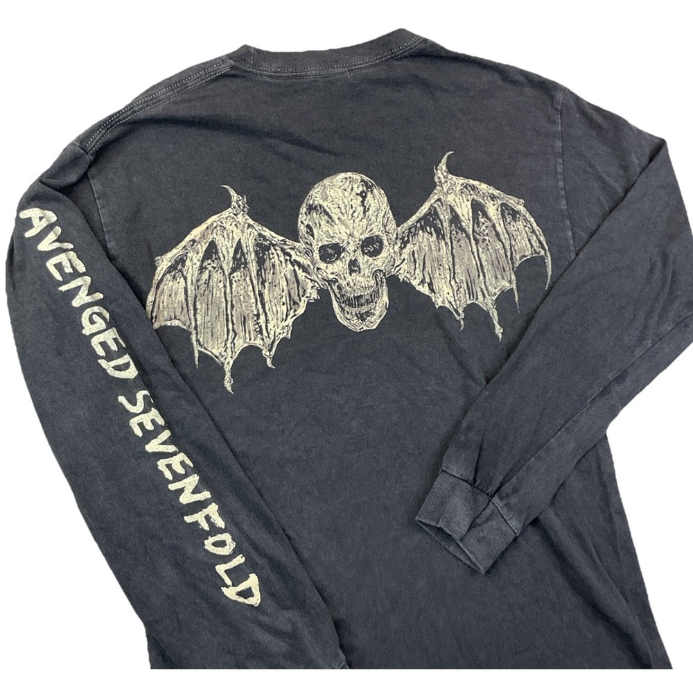 Avenged Sevenfold T-Shirt Men Sz S We Love You Long Sleeve Skull Wings Grunge